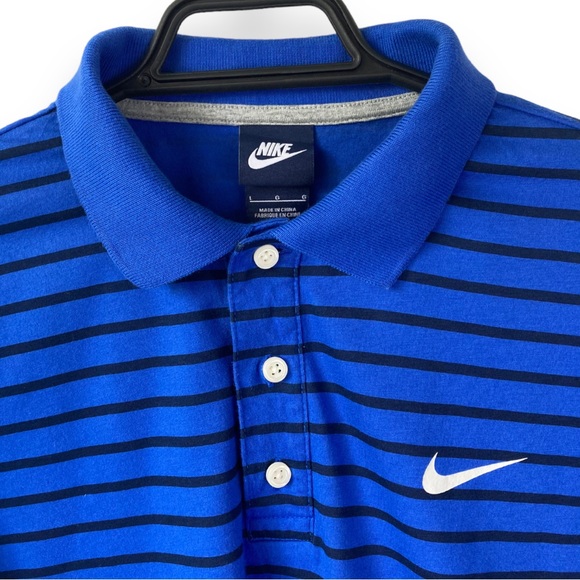 Nike Blue Black Striped Golf Polo Shirt - Picture 4 of 5